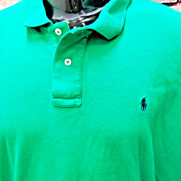 Polo Ralph Lauren Golf Polo Shirt Men's L Green Pony Logo Tipped Short Sleeve - Picture 7 of 7